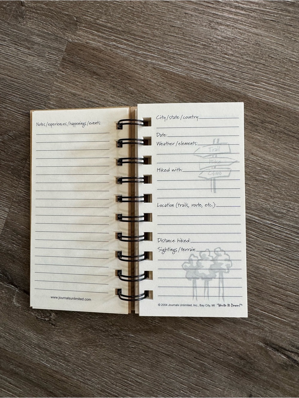 Hiking A Hiker’s Journal - The “Write It Down!” series by Journals Unlimited - Picture 5 of 5